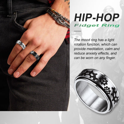 Flash 8mm Rotatable Star Moon, Sun Turning Ring for