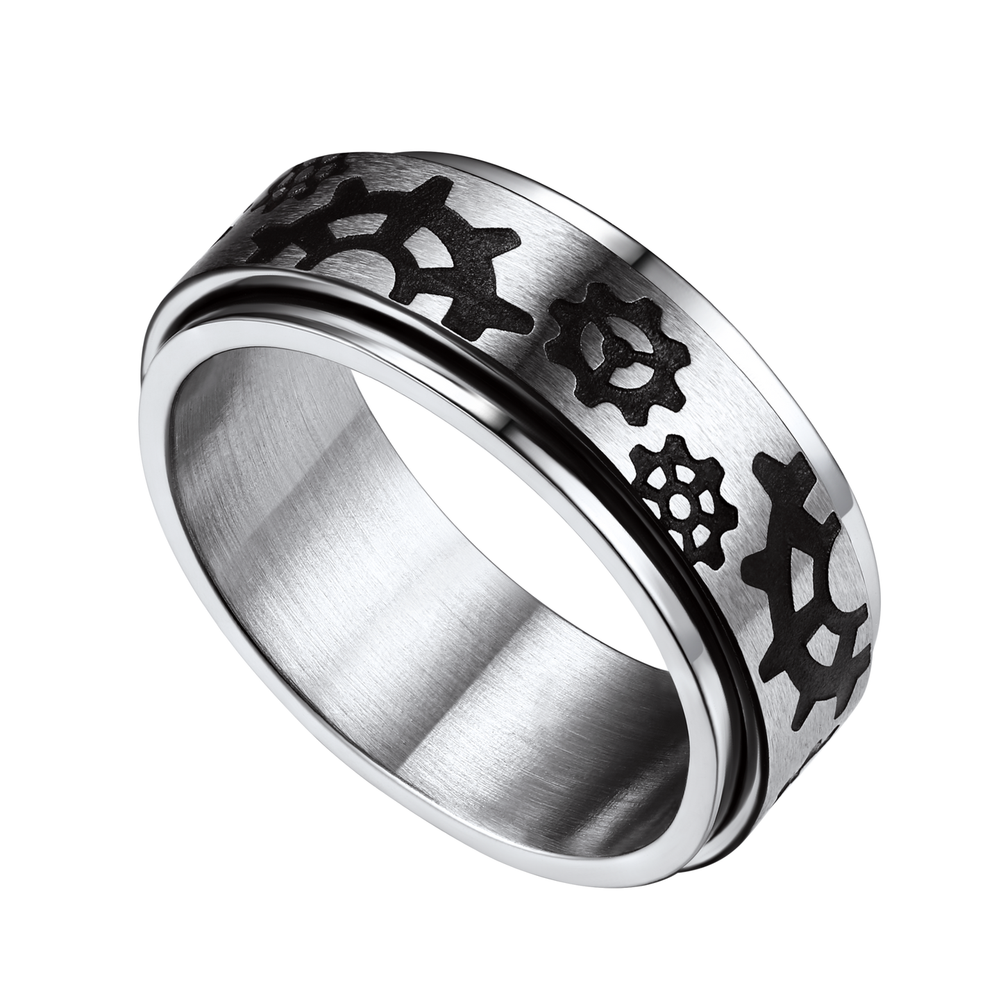 Flash 8mm Rotatable Star Moon, Sun Turning Ring for