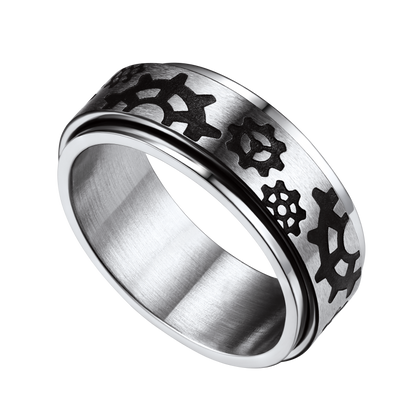 Flash 8mm Rotatable Star Moon, Sun Turning Ring for