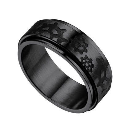 Flash 8mm Rotatable Star Moon, Sun Turning Ring for