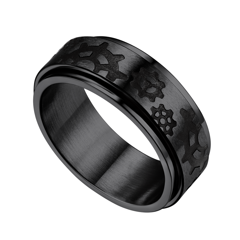 Flash 8mm Rotatable Star Moon, Sun Turning Ring for