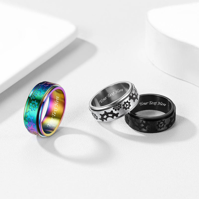 Flash 8mm Rotatable Star Moon, Sun Turning Ring for