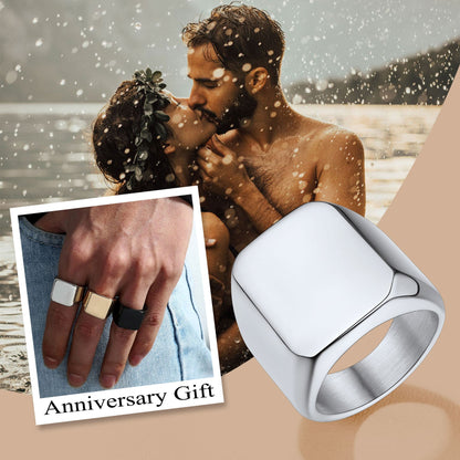 Customized Text Chunky Signet Ring for