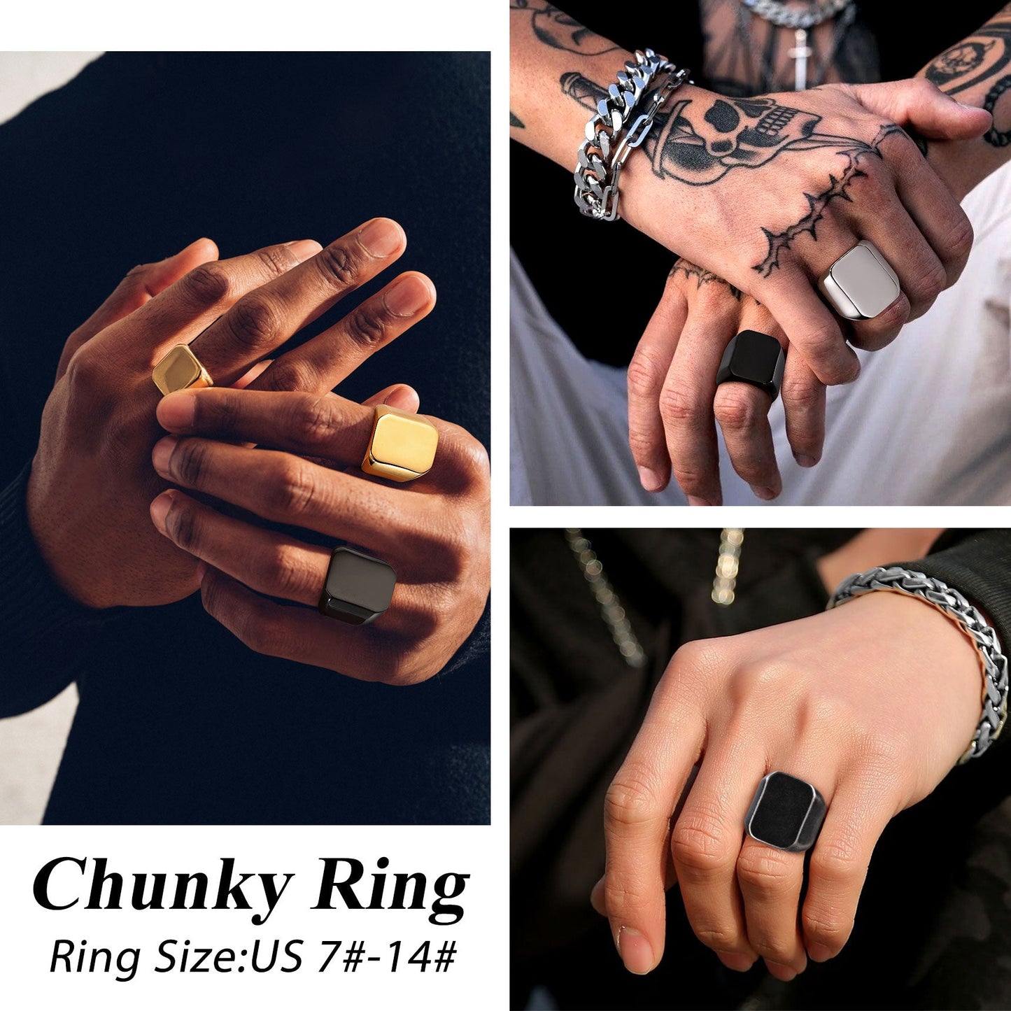 Customized Text Chunky Signet Ring for