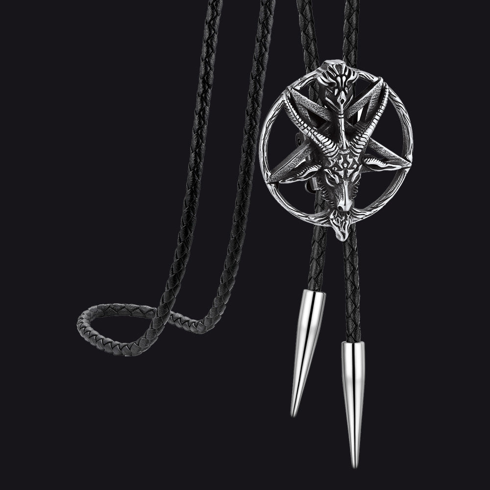 Baphomet Pentagram Goat Bolo Tie for