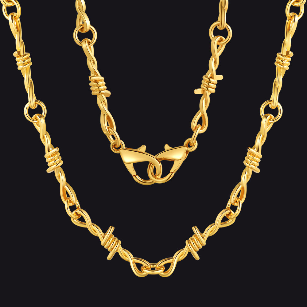 Gothic Thorn Barb Wire Chain Link Necklace Birthday Gift for