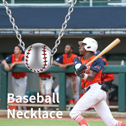 Sterling Silver Baseball Pendant Necklace for