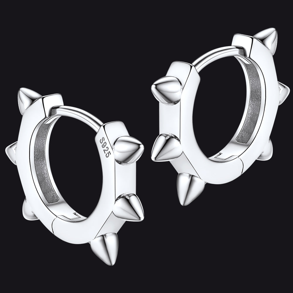 Sterling Silver Basic Rivet Hoop Earrings for