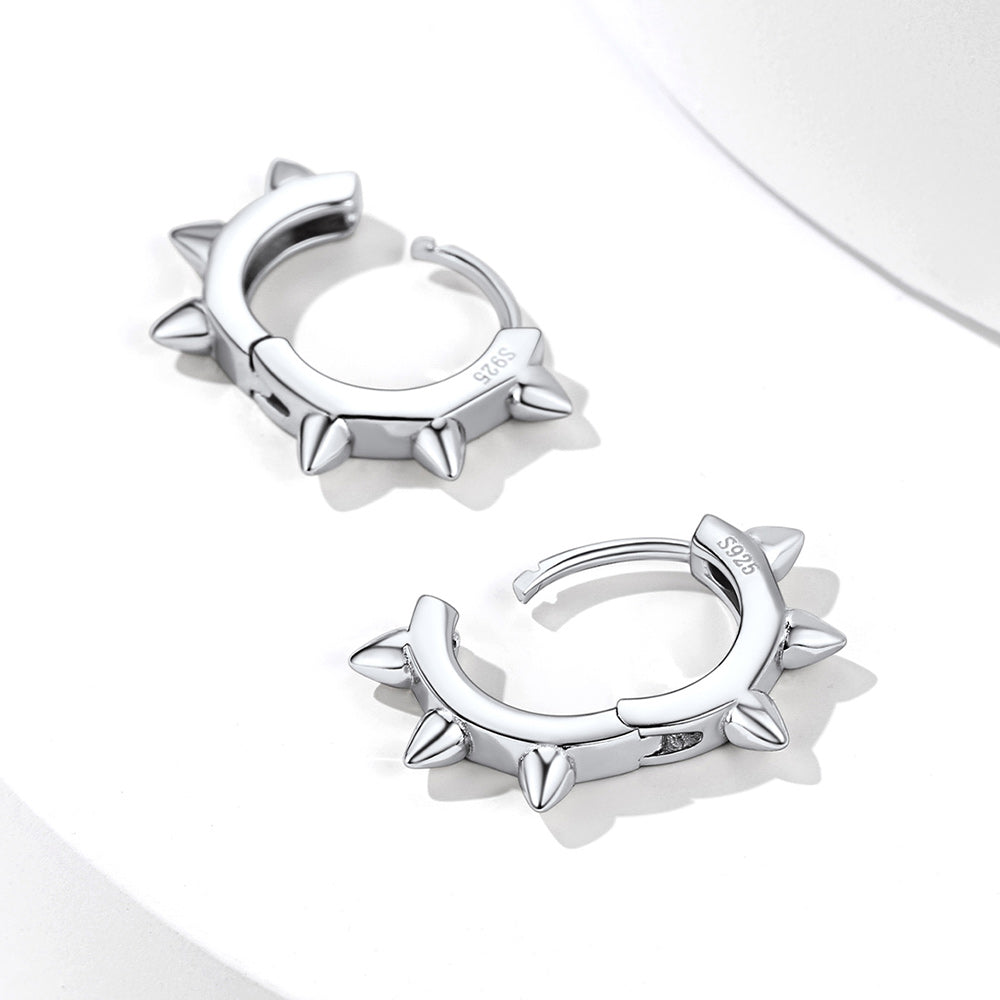 Sterling Silver Basic Rivet Hoop Earrings for