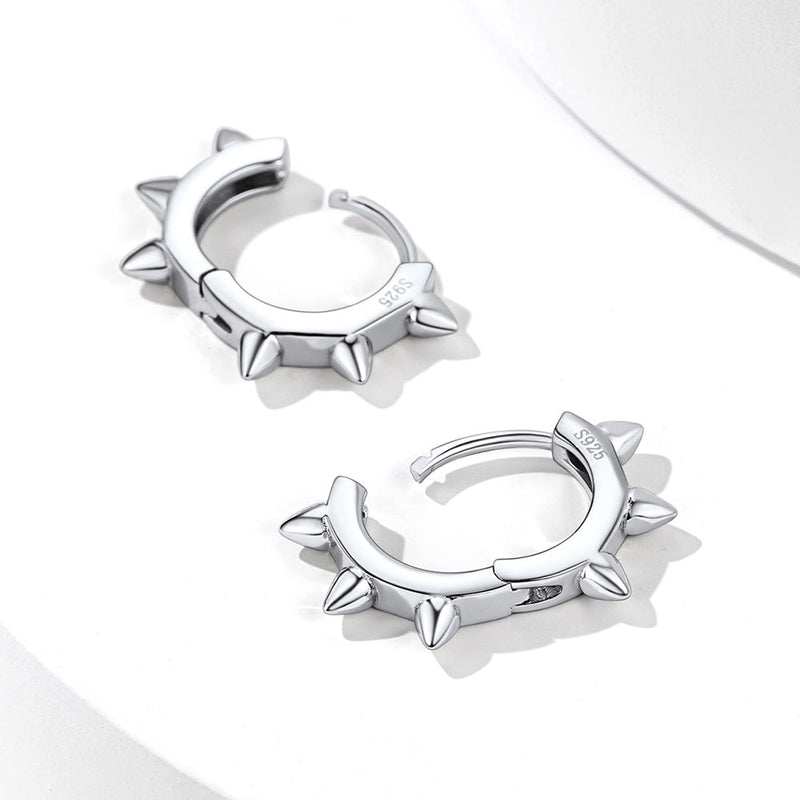 Sterling Silver Basic Rivet Hoop Earrings for