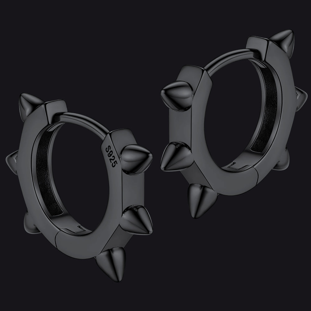 Sterling Silver Basic Rivet Hoop Earrings for