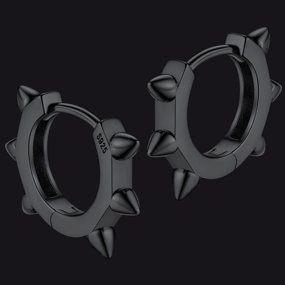Sterling Silver Basic Rivet Hoop Earrings for