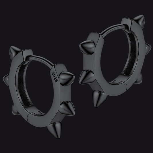 Sterling Silver Basic Rivet Hoop Earrings for