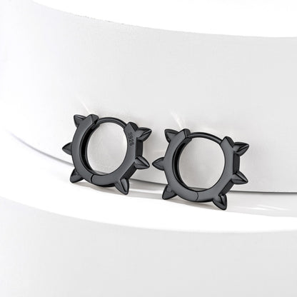 Sterling Silver Basic Rivet Hoop Earrings for