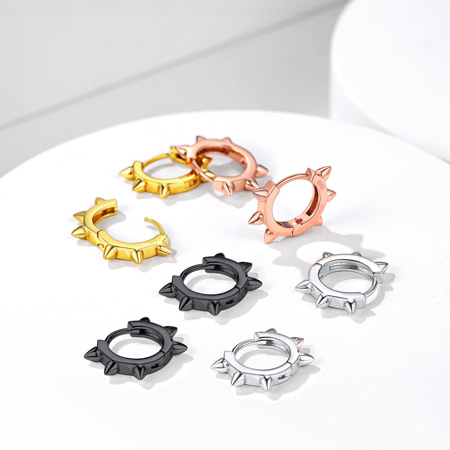 Sterling Silver Basic Rivet Hoop Earrings for