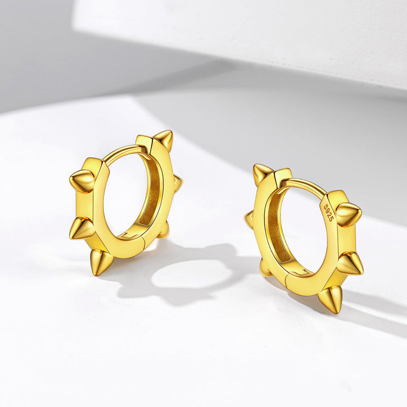 Sterling Silver Basic Rivet Hoop Earrings for