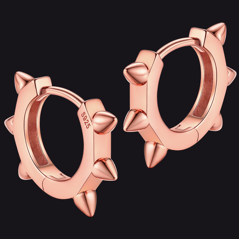 Sterling Silver Basic Rivet Hoop Earrings for