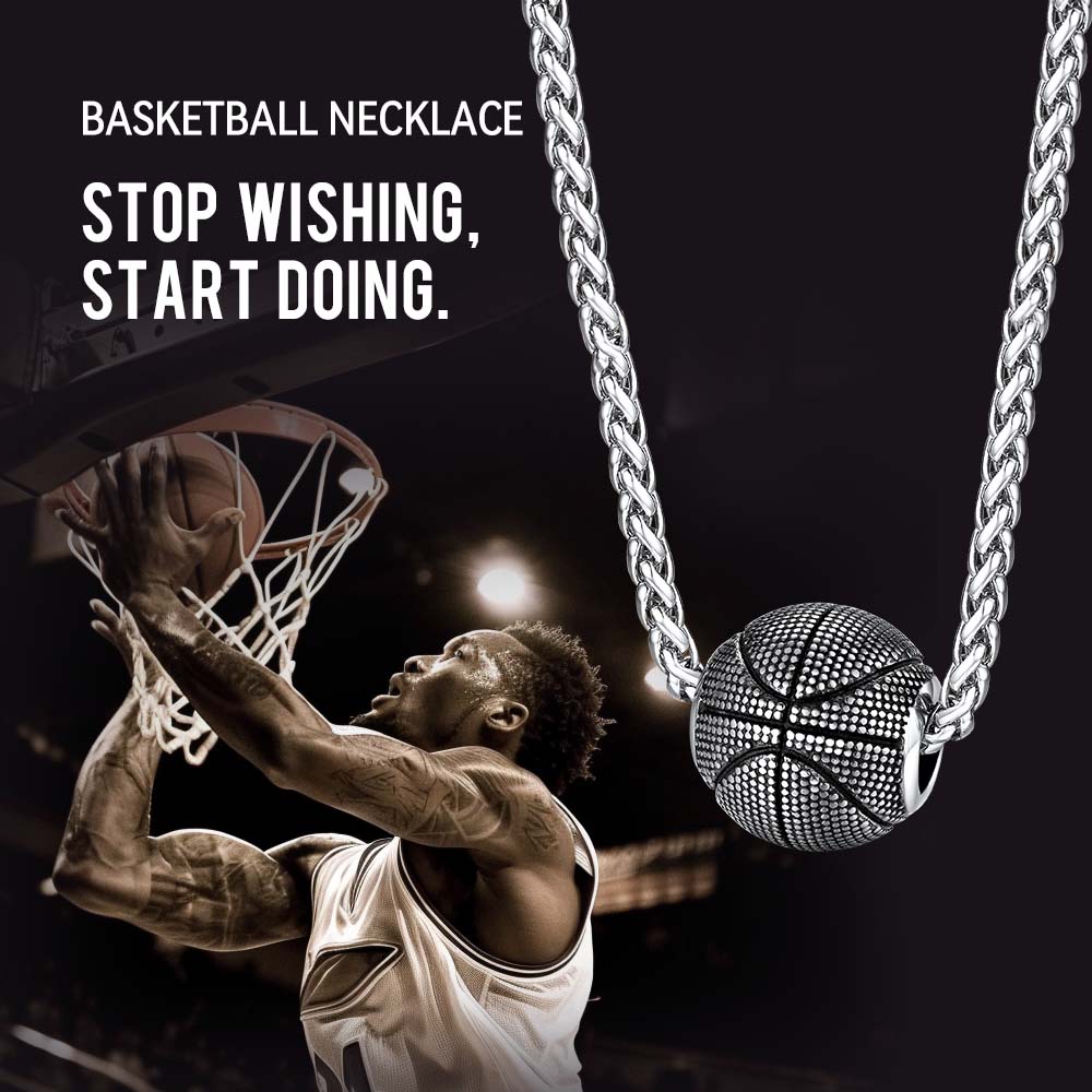 3d Basketball Pendant Necklace for