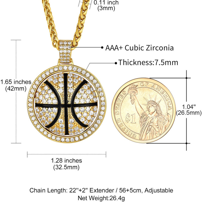 Bling Basketball Spinner Necklace for