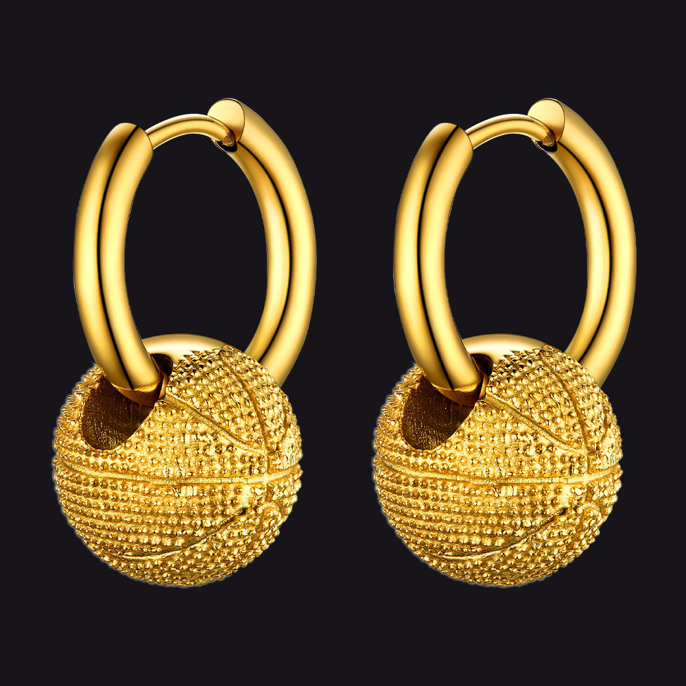 Basketball Dangle Hoop Earrings for