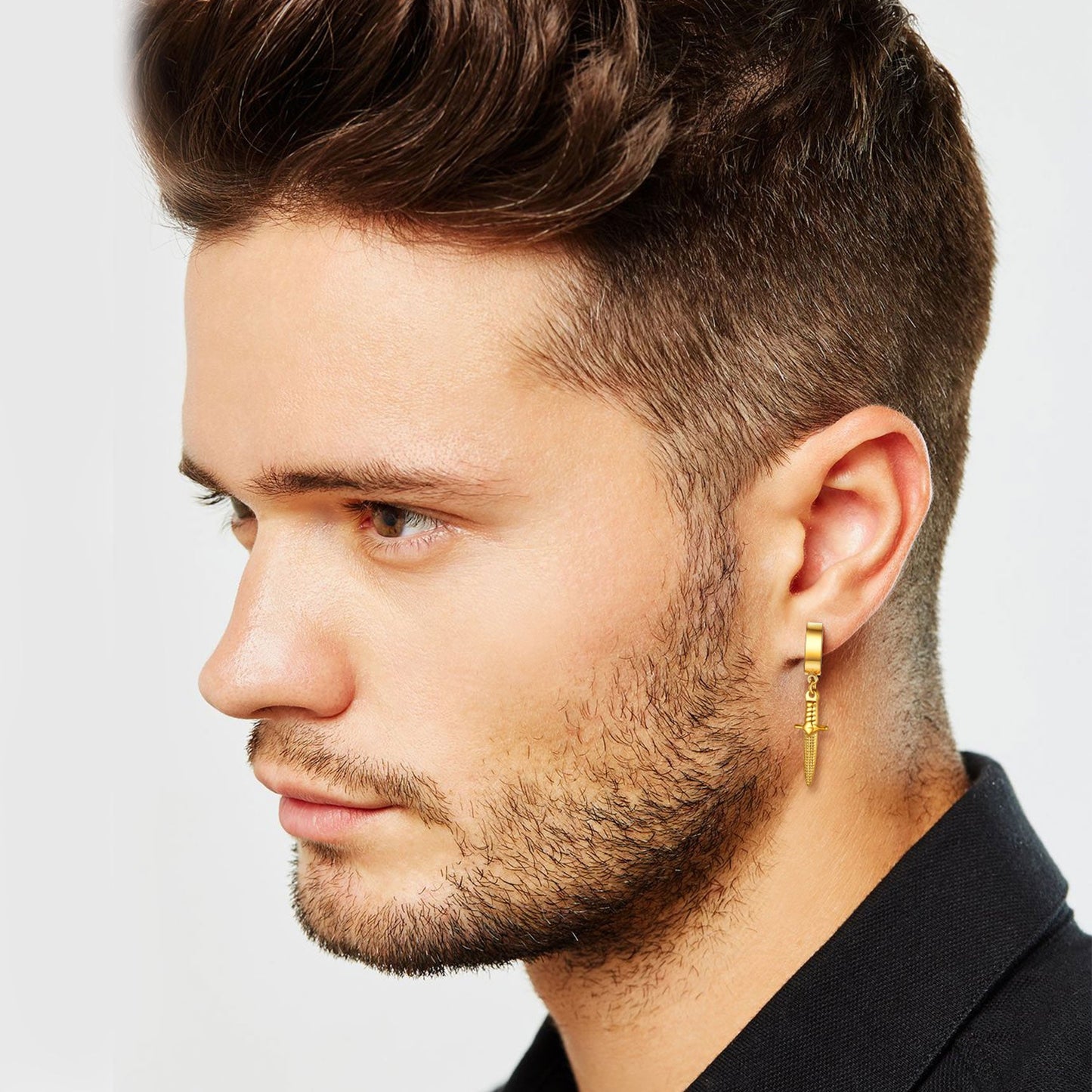 Punk Battle Axe Dagger Dangle Hoop Earring for