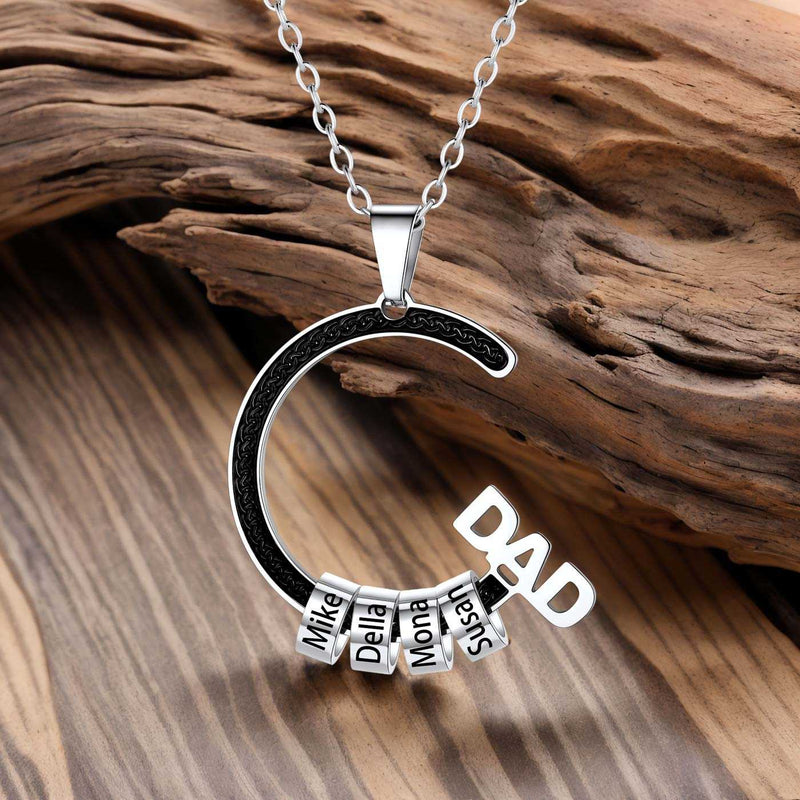 Personalized 1-5 Names Beads Necklace for Dad
