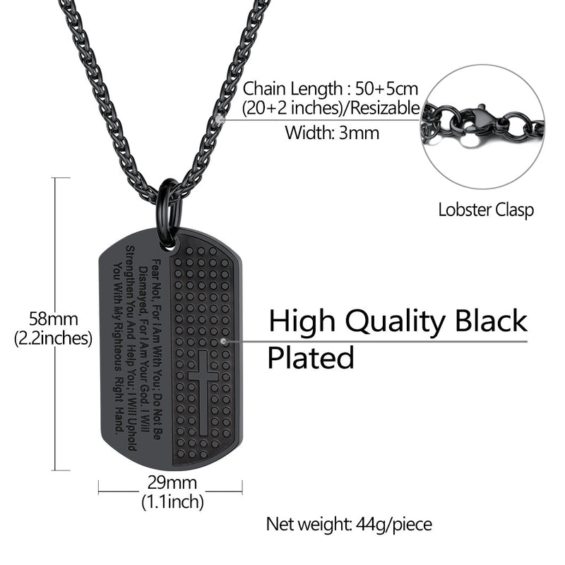 Custom Engraved Military Bible Cross Dog Tag Necklace for
