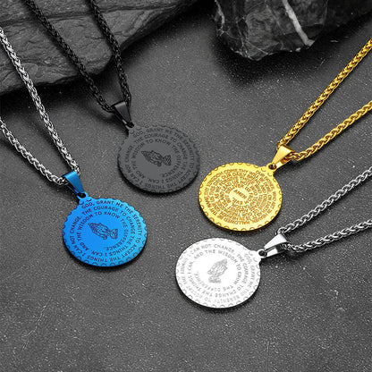 Bible Verse Prayer Hands Coin Medal Necklace for