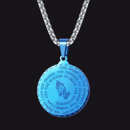 Bible Verse Prayer Hands Coin Medal Necklace for