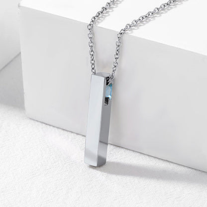 Custom Birthstone Bar Urn Cremation Necklace for Ashes Memorial Keepsakes Pendant