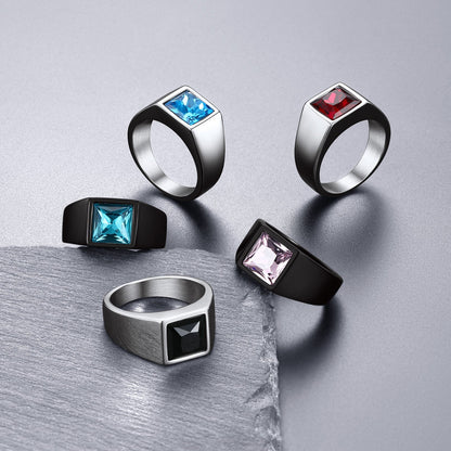 Minimalist Birthstone Gemstone Band Ring for