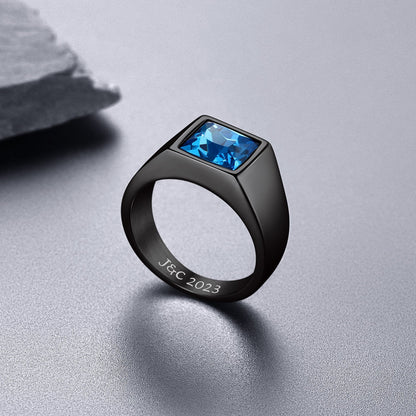 Minimalist Birthstone Gemstone Band Ring for