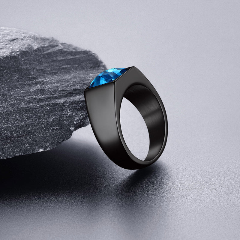 Minimalist Birthstone Gemstone Band Ring for