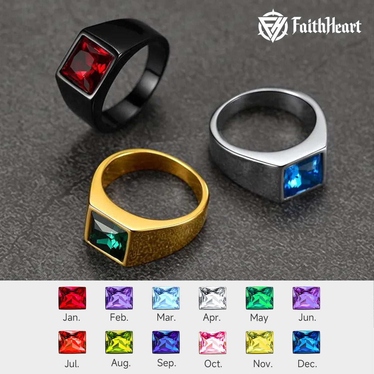 Minimalist Birthstone Gemstone Band Ring for