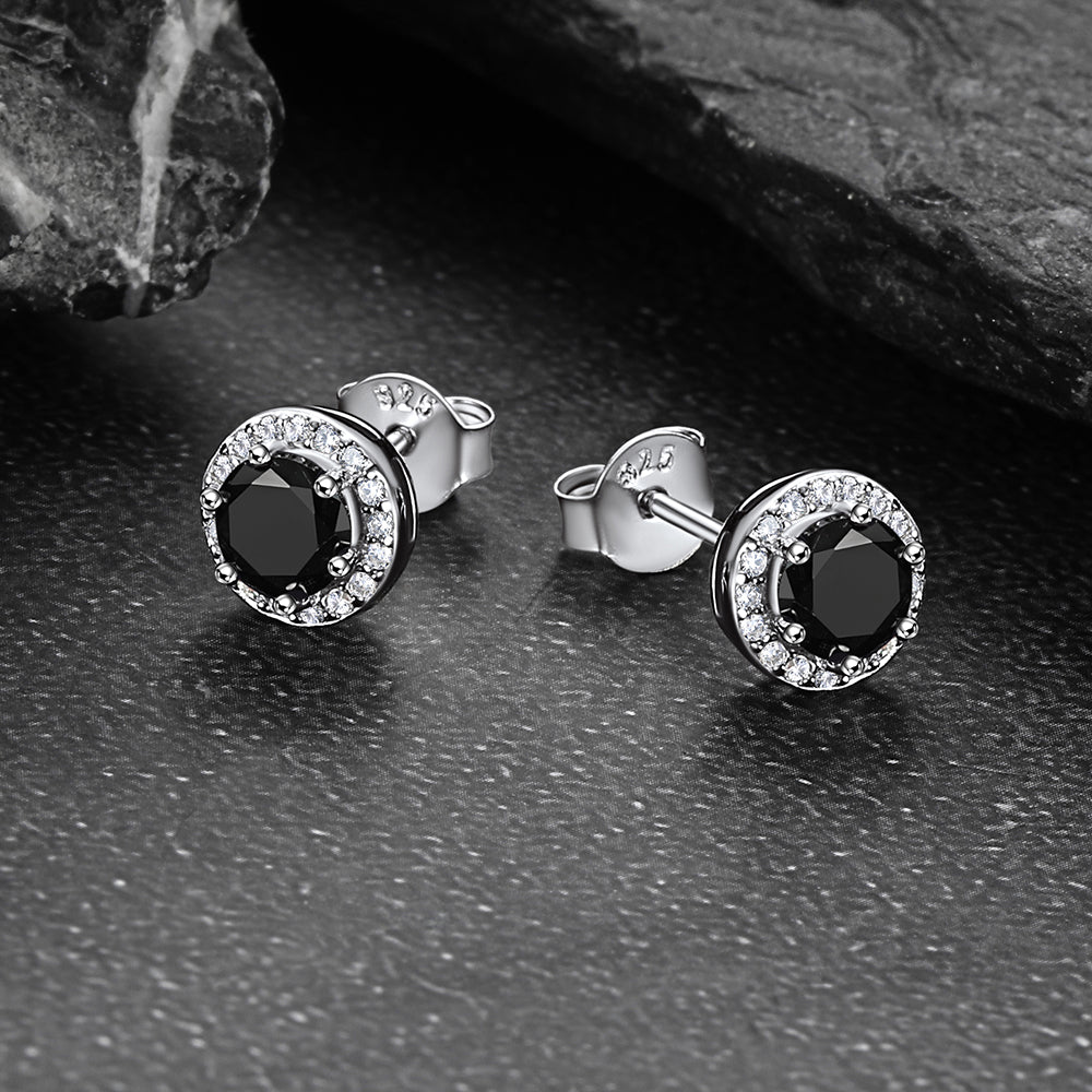 S925 Silver Cz Birthstone Stud Halo Earrings for