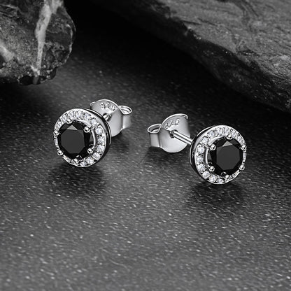 S925 Silver Cz Birthstone Stud Halo Earrings for