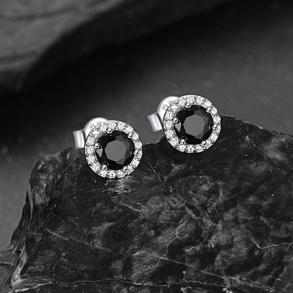S925 Silver Cz Birthstone Stud Halo Earrings for