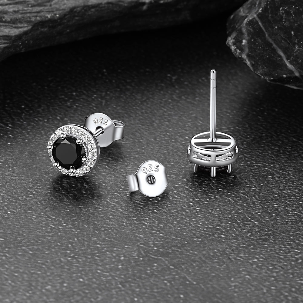 S925 Silver Cz Birthstone Stud Halo Earrings for