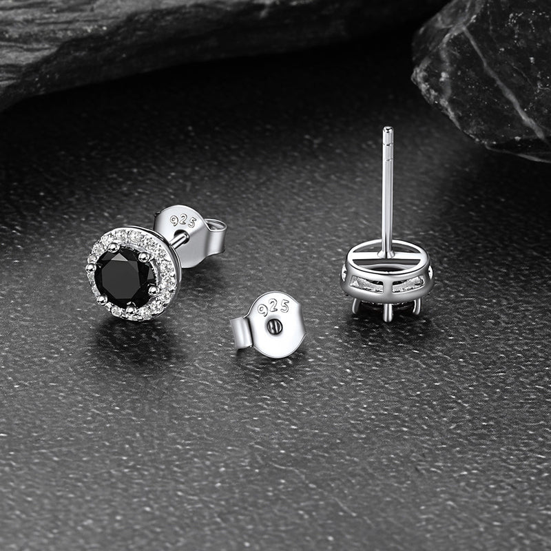 S925 Silver Cz Birthstone Stud Halo Earrings for