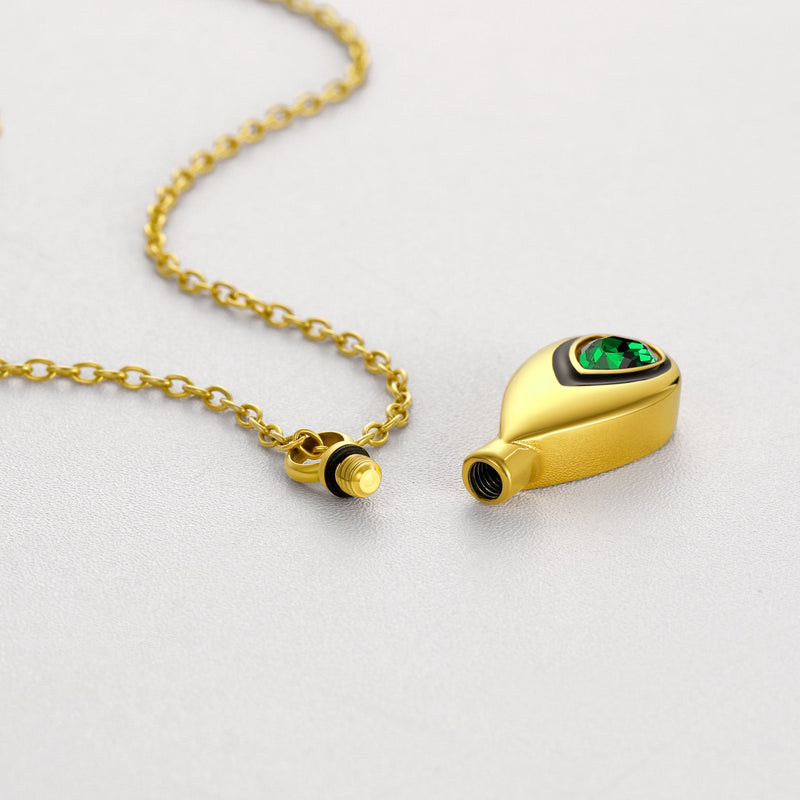 Custom Cremation Tear Drop Birthstone Urn Ashes Necklace for