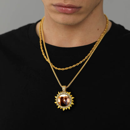 Custom Picture Sun Necklace With Cz for
