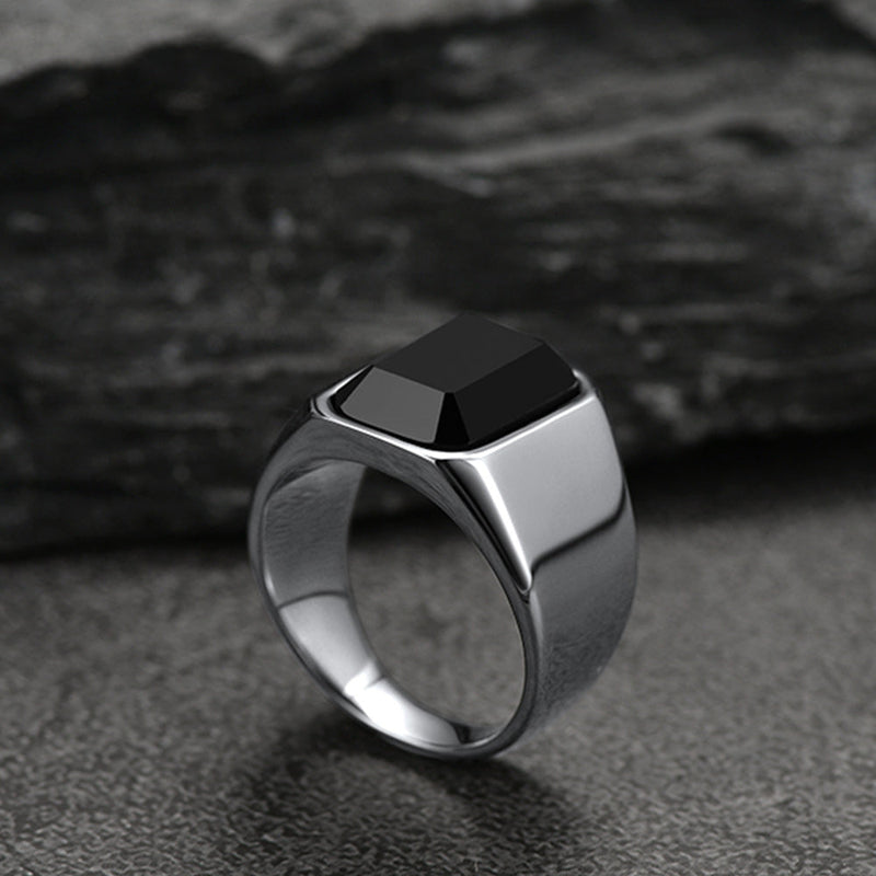 Black Onyx Stone Ring Signet Ring for Size 07-12