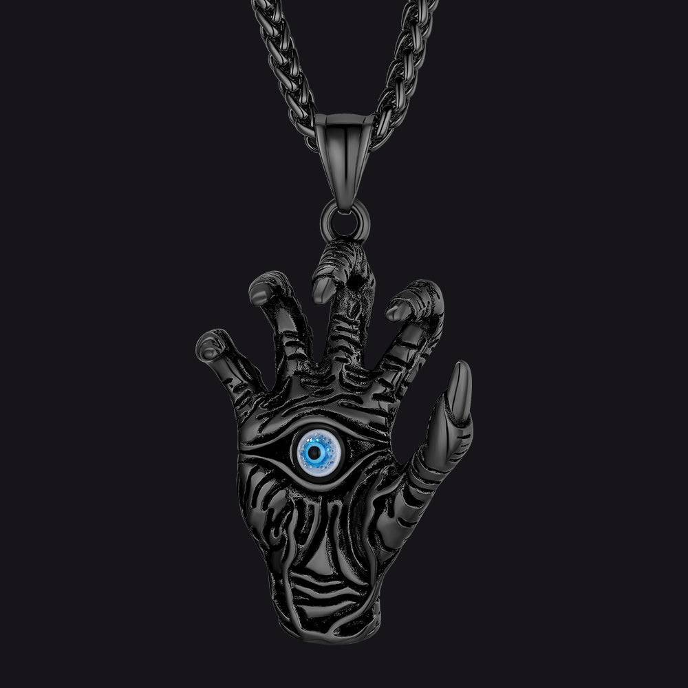 Dragon Claw Blue Evil Eye Pendant Necklace for