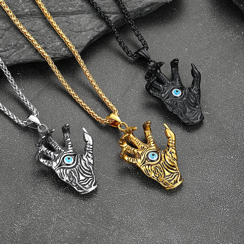 Dragon Claw Blue Evil Eye Pendant Necklace for