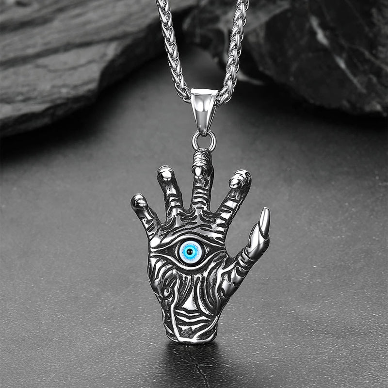 Dragon Claw Blue Evil Eye Pendant Necklace for
