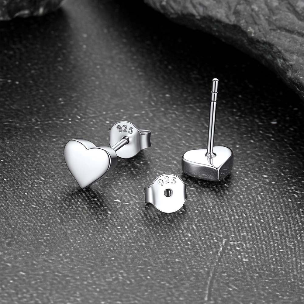 Sterling Silver Heart Stud Earrings for Kids