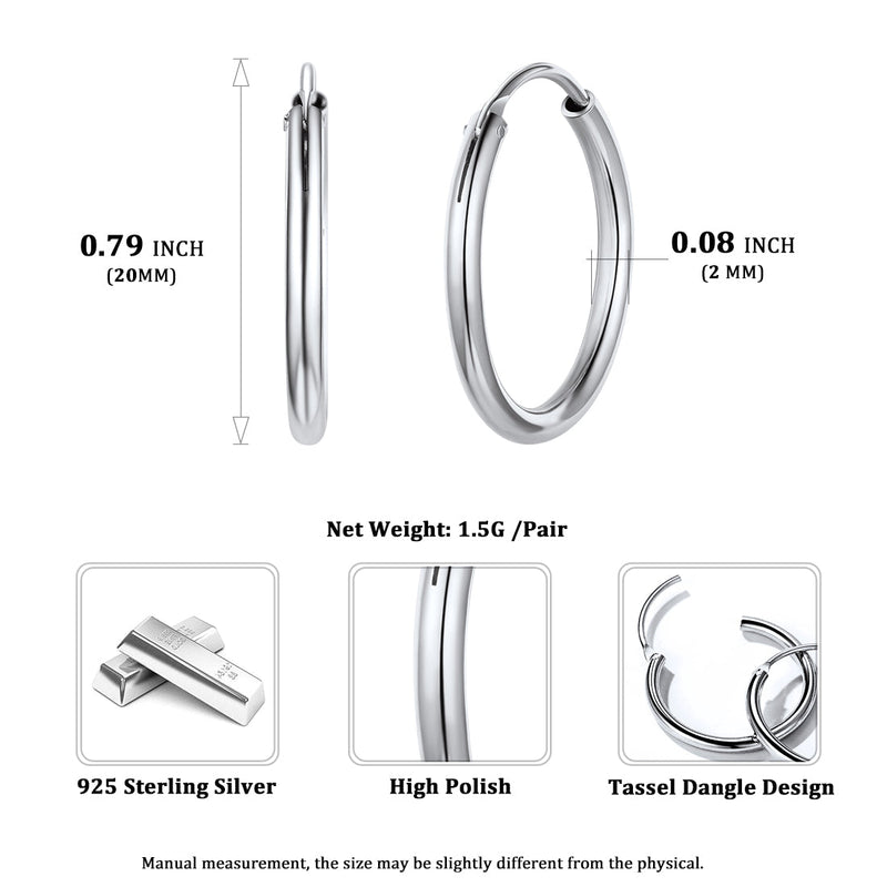 Sterling Silver Thin Hoop Earrings for