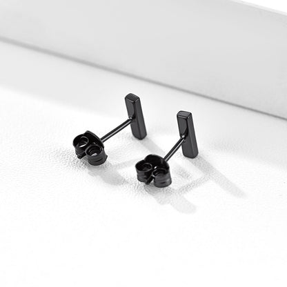 Sterling Silver Simple Bar Stud Earrings for