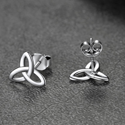 Silver Celtic Knot Stud Earrings for
