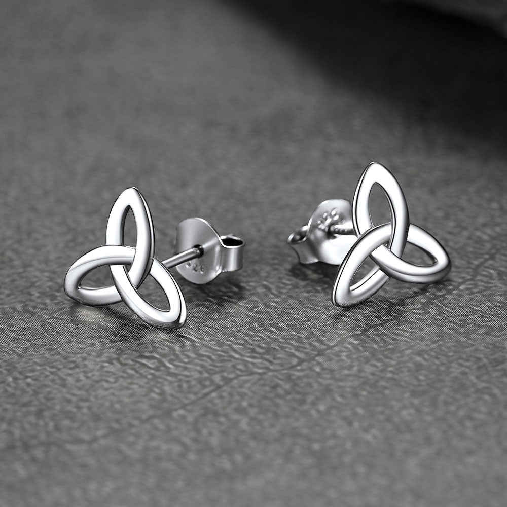 Silver Celtic Knot Stud Earrings for
